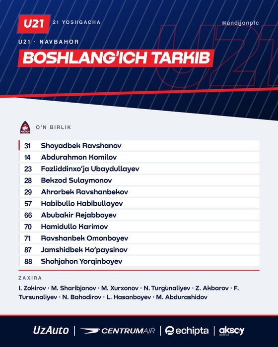 Boshlang'ich tarkib — 30-oktabr, 2026