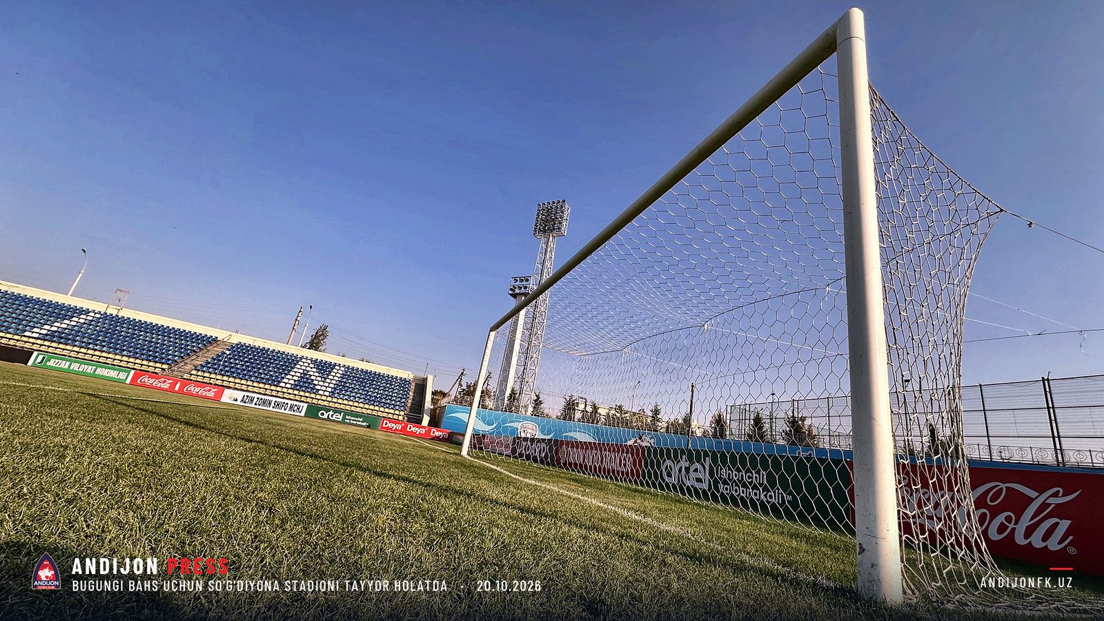Bugungi bahs uchun So'g'diyona stadioni tayyor holatda · 20-oktabr, 2026